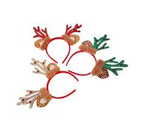 WRITWAA 3 Pièces Bandeaux Cerfs Pelucheux avec Oreilles Cerf Doux pour Adultes et Garçon Fille Accessoires Festifs Rouges Verts Or pour Fêtes Noël et Halloween