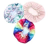 WRITWAA 3 Pièces bonnet de étanche des produits colorant bonnet à mèches de cheveux Dormir pour les cheveux satin ton Caps de pour femmes bonnet de réutilisable demain