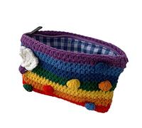 WRITWAA 3 Pièces Porte-Monnaie Arc-en-Ciel Sacs à Main De Voyage Portefeuille Tricoté Petite Trousse Cosmétique Petit Porte-Monnaie Changer De Portefeuille avec Zip Coloré Fil Colorful