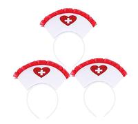 WRITWAA 3 pièces Tête Dentelle Rouge Infirmière pour Halloween Bandeau Délicat pour Fête Cosplay Accessoire Cheveux Femme Vintage