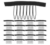 WRITWAA 35 peignes à perruque avec pinces : peignes à 7 dents pour fixer les perruques - Accessoires et outils capillaires à dents larges, noirs