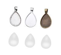 WRITWAA 36 pièces DIY Jewelry Pendant Trays Kit With Glass Patches For Crafting Unique Necklaces Alloy Bezel Trays In Antique Bronze Bright Colors For DIY Jewelry Making And Creation