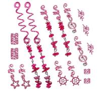 WRITWAA 39pcs Breloques pour Tresses en Alliage de Zinc Pierres Naturelles, Pinces Spirales Résistantes pour Décoration de Cheveux Festival de Musique
