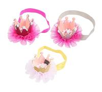 WRITWAA 3pièces Couronne Tiara Bandeau Maille Pour Garçon Fille Ensemble De Accessoires De Cheveux Rose Rouge Doré