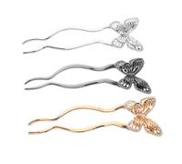 WRITWAA 3pièces Peignes à Cheveux Métal Épingles à Cheveux Forme De u Latérale Support De Queue De Cheval Pour Chignon Mariage Femmes Et Filles