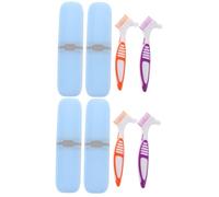 WRITWAA 4 Ensembles Brosse Double Face Boite de Rangement boîte de Rangement Dentistes Brosse pour prothèses Double Face Brosse à Dents de Nettoyage Pratique Brosse à prothèse Plastique