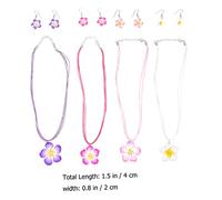 WRITWAA 4 Ensembles Set de Bijoux Plumeria Hawaïen Boucles Doreilles et Colliers pour Fête Tropicale Plage Accessoires Colorés pour Femmes
