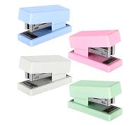 WRITWAA 4 Pièces Agrafeuse Mignonne en Acier Inoxydable pour Bureau et École, Mini Taille Compacte et Design Moderne, Étudiants en Retour à L'école