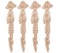WRITWAA 4 Pièces Applique Murale Bois Sculpté Style Vintage Motif Floral pour Rénovation Maison, Décor Unique Solide en Bois Beige pour Miroir et Armoire