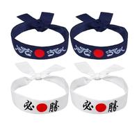 WRITWAA 4 Pièces Bandeau Japonerie de Karaté en Coton Confortable et Anti-transpiration pour Hommes Adultes, pour Cosplay et Style Quotidien