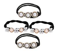 WRITWAA 4 Pièces Bobine de cheveux queue de cheval fleurie Titulaires filles Ouah manchette d'accessoires pour queue de cheval Clavins de cheveux pour les cheveux fins chiffon blanche