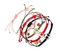 WRITWAA 4 Pièces Bracelets Chat Céramique Avec Corde Tressée Breloque Maneki Neko Pour Femmes Et Filles Ajustable Au Poignet