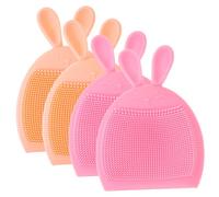 WRITWAA 4 Pièces Brosse De Lavage Du Visage De Lapin Faire Doux Nettoyage Brosse Nettoyante Visage Manuelle Silicium Ton Brosse à Points Noirs Nez Brosse De Soin Du Visage Gel De Silice