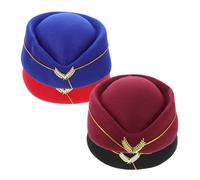 WRITWAA 4 Pièces Flight Attendant Hat For Women Lightweight Air Hostess Beret With Classic Uniform Style Comfortable Breathable Material For Costume Performance And Theme Parties