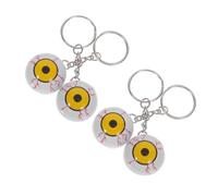 WRITWAA 4 Pièces Halloween Eyeball Keychains Set Realistic Plastic Scary Eyeball Toys With Blood Veins Horror Key Holders For Halloween Party Accessories