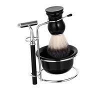 WRITWAA 4 Pièces kit de rasage homme brosse de rasoir trousse Brosse et bol à raser rasoir homme supports de blaireau rasoir pour hommes outils de rasage Plastique
