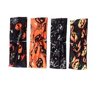 WRITWAA 4 Pièces Lot de Bandeaux Tressés Élastiques Halloween et Fille Motifs Squelette Toile Daraignée et Citrouille Accessoires Cheveux pour Fête Costumée