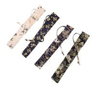 WRITWAA 4 Pièces Lot de Pochettes Pliantes pour Éventails à Main Chinois Sacs de Rangement Légers et Résistants avec Motifs Orientaux pour Fêtes et Cadeaux