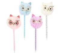 WRITWAA 4 pièces Lot de Stylos Suspendus Chat Hibou Doux Multifonction Compact et Pratique pour Écriture Quotidienne Accessoire Adorable pour Filles et Usage Domestique