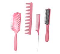 WRITWAA 4 Pièces Peigne de coiffure peignes style cuir chevelu démêler démêlant poil peigne coiffant peigne en plastique brosse à cheveux homme peigne de massage fibre de carbone rose