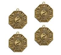 WRITWAA 4 Pièces Pendentif Amulette en Laiton Yin Yang et Huit Diagrammes, Porte-clés Chinois Léger et Élégant, Design Créatif pour Paquet à Main ou Téléphone