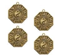 WRITWAA 4 Pièces Pendentif n Laiton Portable et Léger Style Chinois Symbole Yin Yang et Huit Trigrammes pour Décoration Élégante et Protection Quotidien