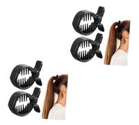 WRITWAA 4 pièces Pince Cheveux Queue de Poisson Noir Griffe Ronde à Dents Intérieures Forte Tension Accessoire Pratique pour Queue de Cheval et Chignon