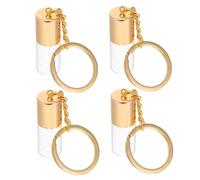 WRITWAA 4 Pièces Porte Clés Mini Flacon Verre Transparent Bouteilles à Parfum Vides avec Couvercles à Vis Flacons Suspendus pour Huiles Essentielles et Accessoires de Voyage Fonctionnels