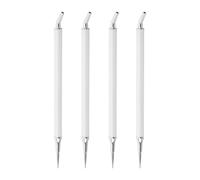 WRITWAA 4 Pièces Stylo Nail Art Argenté à Double Embout en Acier Inoxydable et Silicone pour Ramasser Strass et Perles, Autocollant, pour Manucure et Projets Créatifs