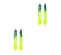 WRITWAA 4 Tresses À Bulles : Cheveux Rave Verts Dégradés Pour Filles Et Femmes Extension De Tresse De Perruque Longue Queue De Cheval Colorée Et Tendance Avec