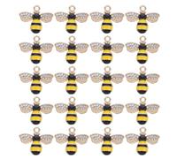 WRITWAA 40 breloques abeilles : pendentifs en alliage émaillé et strass, mini décorations abeilles pour porte-clés, bracelets, boucles d'oreilles - breloques à suspendre avec boucle
