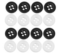 WRITWAA 40 Pièces Boutons en Résine Blancs et Noirs à 4 Trous de 10 Mm pour Couture Artisanale, Accessoires de Mercerie Surface Lisse, Kit de Boutons Pression pour Vêtements DIY