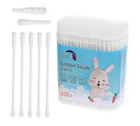 WRITWAA 400 Pièces Boîtes Coton Tiges Naturels Têtes Rondes Double Embouts Papier Écologique Doux Nettoyage Oreilles Nez