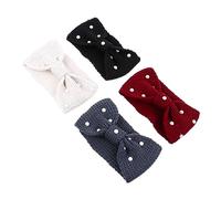 WRITWAA 4pièces Bandeau Élastique Laine Avec Perles Pour Femme Cache-oreilles Nœud Pratique