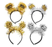 WRITWAA 4pièces Bandeaux à Paillettes Pour Nouvel An Rubans Dorés Et Argentés Accessoires De Coiffure Festifs Pours Fêtes De Fin Année