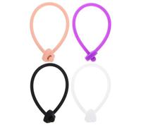 WRITWAA 4pièces Brosse à Shampoing Avec Cordon Élastique Silicone Anti-perte Pour Bain Douche Lot