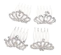 WRITWAA 4pièces Couronnes Petites Avec Strass Peignes Intégrés Accessoires Cheveux Pour Filles Diadèmes Légers Et Stables Pour Fêtes Et Anniversaires