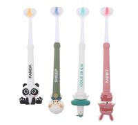WRITWAA 4pièces Lot De Brosses à Dents Pour Tout-petits Garçon Fille Avec Tête à Trois Faces Poils Souples Pour Nettoyage Douceur Manche Facile à Prendre Main Pour Petites Mains