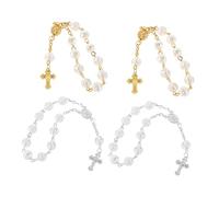 WRITWAA 4pièces Lot De Chapelets Miniatures Forme De Rose Pour Baptêmes Mariages Et Communions Cadeaux De Sacrement Religieux Pour Garçon Fille Fille