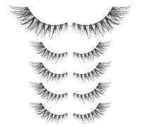 WRITWAA 5 paires Faux Cils Légers Extensions Naturelles Classiques pour Yeux de Chat Usage Quotidien et Soirée