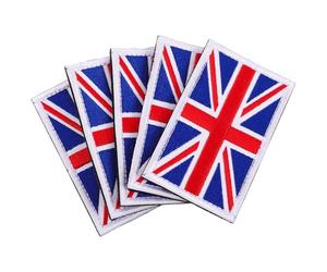 WRITWAA 5 Pièces Écusson Brodé la Main du Drapeau Britannique en Polyester Patch Auto-agrippant, Appliques Polyvalentes pour Chapeaux et Paquet à Dos, Décoration Personnelle et Objets