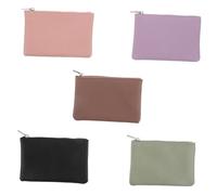 WRITWAA 5 Pièces Mini Zipper Pouch Wallet Set Card Holder for Cash Coins Keys Unisex Small Money Bag Portable Organizer for Daily Travel