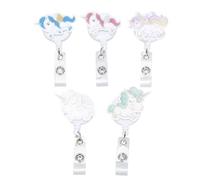 WRITWAA 5 pièces Porte-clés Rétractable avec Clip Rotatif Facile à Tirer Porte-badge Pratique et Élégant pour Badges Clés et Cartes Identification