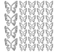 WRITWAA 50 breloques pour ongles - Breloques 3D de luxe - Nœud en alliage argenté et strass brillants - Accessoires de nail art pour femmes et jeunes filles