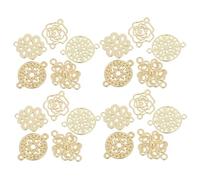 WRITWAA 50 Pièces Connecteurs Charms Alliage Doré à Double Trou Pendentifs Filigrane Vintage pour Fabrication de Bijoux DIY Breloques Coeur et Fleurs Assorties pour Colliers Bracelets et
