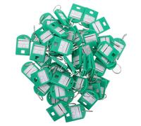WRITWAA 50 pièces Étiquettes Plastique pour Clés avec Anneaux Fendus Porte-clés Id Colorés pour Organisation de Trousseau Étiquettes de Nom Résistantes pour Clés Bagages et Cartes Vert