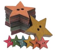 WRITWAA 50 Pièces Lot de Boutons Bois Colorés Étoile à Deux Trous pour Couture DIY Décoration Vêtements Artisanat