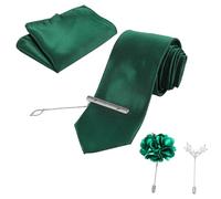 WRITWAA 5pièces Cravate Homme avec Pince à Cravate et Épingle de Revers Ensemble Pochette et Boutonnière pour Costume Travail Mariage
