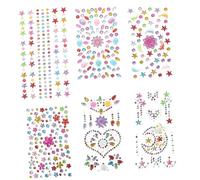 WRITWAA 6 Feuilles Autocollant Enfant Diamant Gemme Stickers Bling Stickers Autocollants Joyaux Du Visage Les Pierres Précieuses Du Visage Collent Visage De Bijou Stickers Acrylique