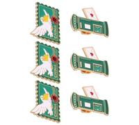 WRITWAA 6 Pièces Broche Légère et Facile à Épingler Vintage en Métal Vert Forme Boîte aux Lettres et Voyageur Usage Quotidien et Rassemblements à Thème